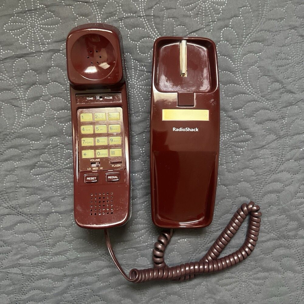 Vintage Radio Shack Slimline Telephone Pulse n Tone Maroon Collectible TESTED